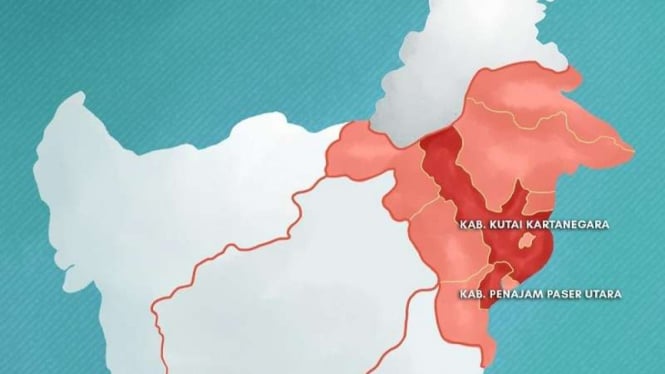 Peta Kabupaten Penajam Paser Utara dan Kutai Kartanegara