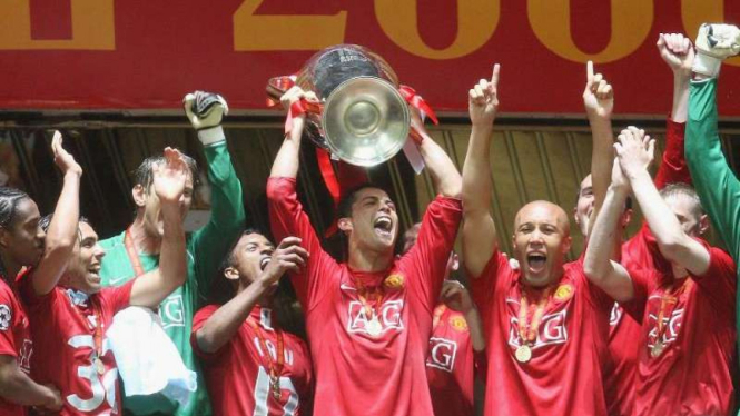 Cristoano Ronaldo saat membawa Manchester United juara Liga Champions 2007/2008