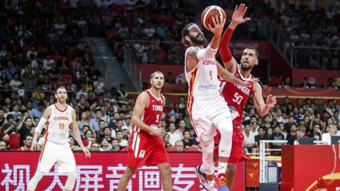Pertandingan Piala Dunia Basket 2019 antara Spanyol melawan Tunisia