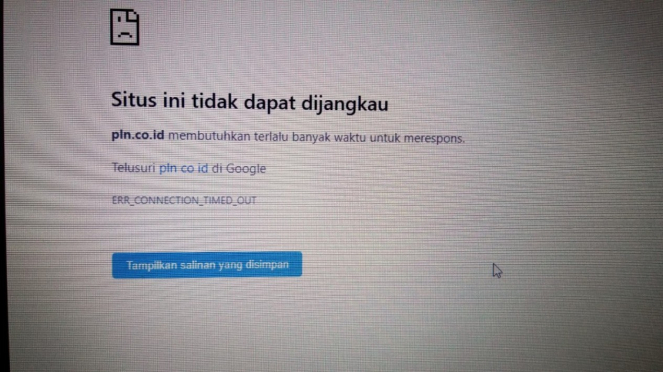 Situs PLN tidak dapat diakses