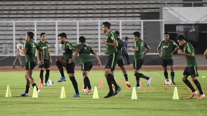 Pemain Timnas Indonesia dalam persiapan melawan Malaysia