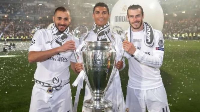 Trio BBC Real Madrid, Karim Benzema, Cristiano Ronaldo, dan Gareth Bale