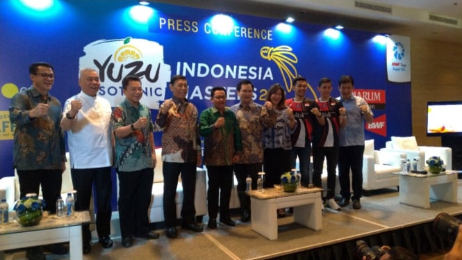 Jumpa pers jelang turnamen Indonesia Masters 2019 di Jakarta. 