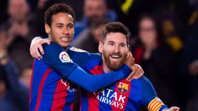 Neymar saat masih membela Barcelona bersama Lionel Messi