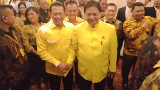 Caketum Partai Golkar, Bambang Soesatyo dan Airlangga Hartarto.