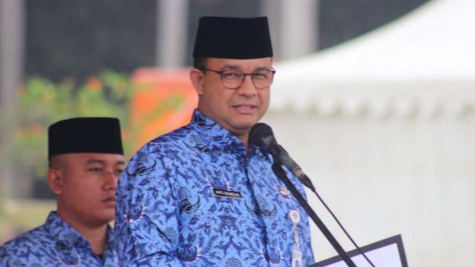 Gubernur DKI Jakarta Anies Baswedan, di Monas, Jakarta.