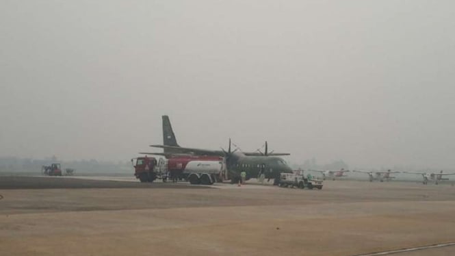 Pesawat TNI AU yang dipersiapan untuk modifikasi cuaca atau hujan buatan