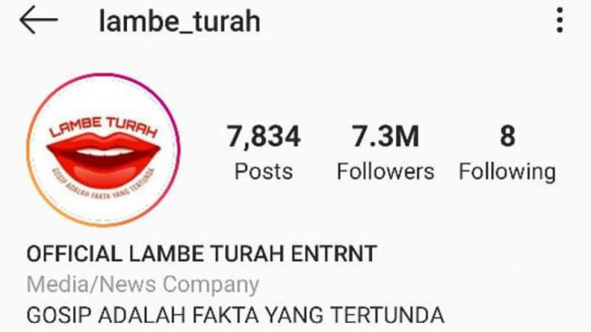Akun Instagram Lambe Turah