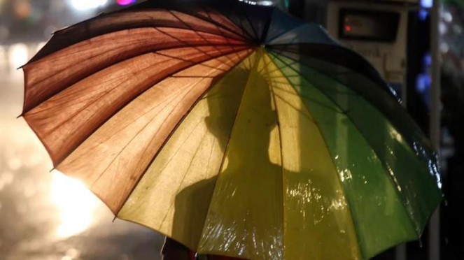 A boy carrying an umbrella in the rain (Illustration photo)