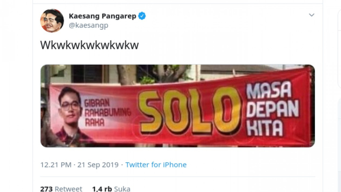 Cuitan Kaesang Pangarep soal baliho Giban Rakabuming yang berbau Pilkada