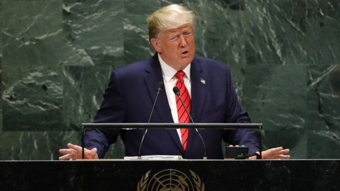 Presiden Donald Trump berbicara pada sidang ke-74 Majelis Umum PBB. - Reuters