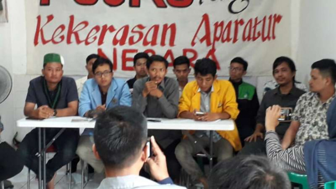 Presiden Mahasiswa Universitas Sriwijaya, Nikmatul Hakiki Vebriawan, dalam konferensi pers tentang upaya penculikannya di Palembang, Kamis siang, 26 September 2019.