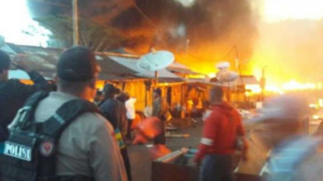 Kebakaran sejumlah kios di Oksibil Papua pada 26 September 2019