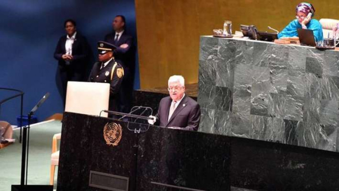 Presiden Palestina Mahmoud Abbas pidato di Majelis Umum PBB.