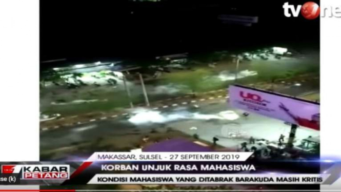 Video viral kendaraan barakuda menggilas mahasiswa yang menggelar unjuk rasa di Makassar.