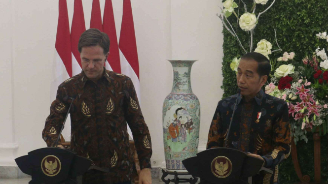 PM Belanda Mark Rutte dan Presiden Joko Widodo di Istana Bogor, Jawa Barat.