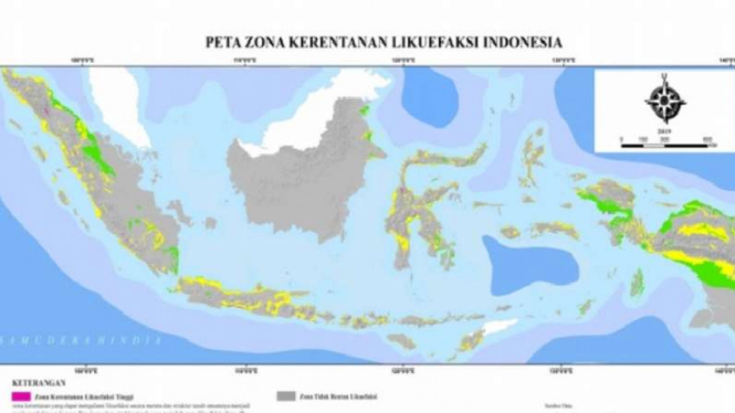 Peta Zona Kerentanan Likuefaksi Indonesia