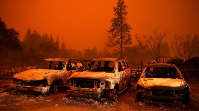 Kebakaran hutan di kota Paradise, California, menewaskan 86 orang tahun 2018. - Getty Images