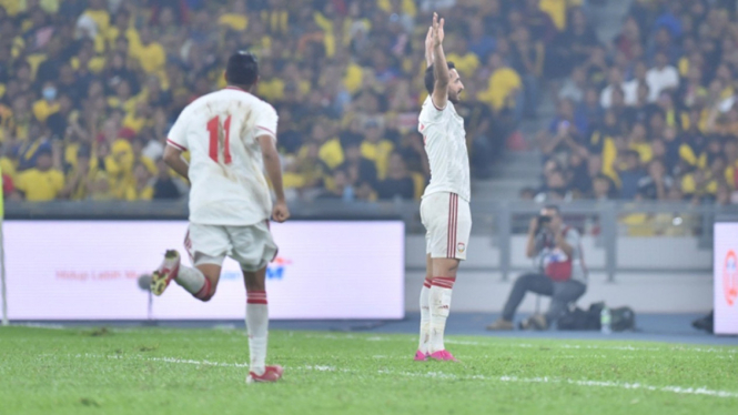 Pemain Timnas Uni Emirat Arab merayakan gol