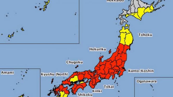 Ilustrasi peta wilayah Jepang
