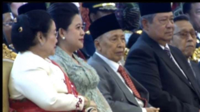 SBY dan Megawati mengikuti acara pelantikan Jokowi dan Maruf Amin