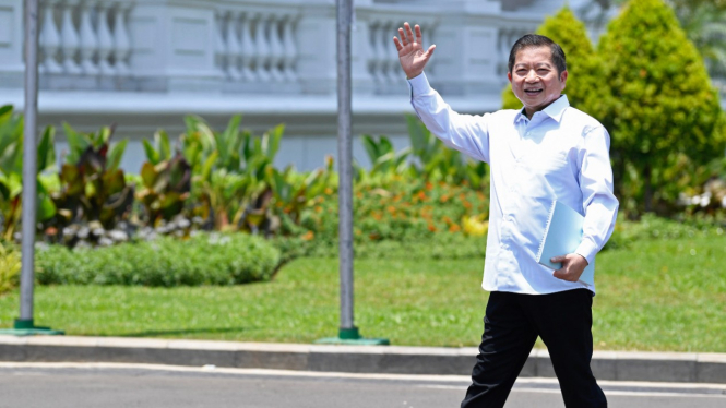 Suharso Monoarfa datang ke Istana Kepresidenan Jakarta.