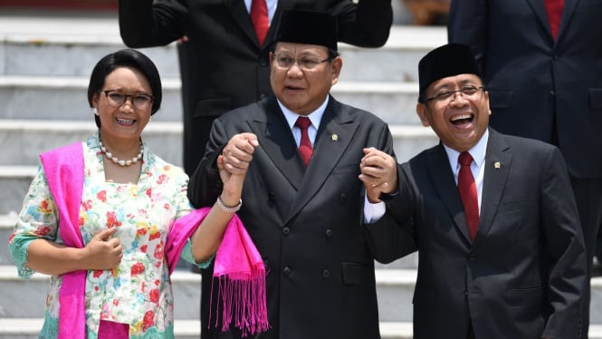 Retno LP Marsudi, Prabowo Subianto, Pratikno.