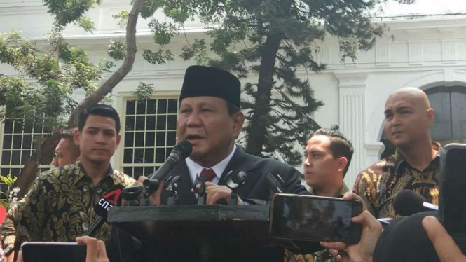 Menteri Pertahanan, Prabowo Subianto, di Istana Negara, Jakarta.