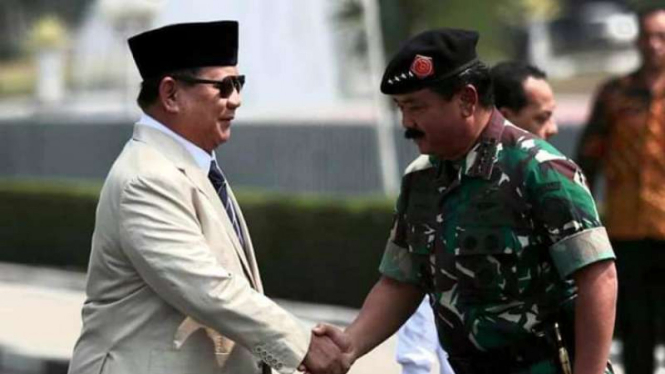 Menteri Pertahanan Prabowo Subianto menemui Panglima TNI Marsekal TNI Hadi Tjahj