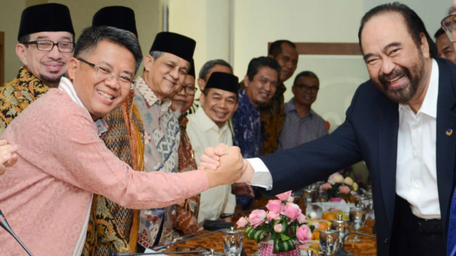 Presiden PKS Sohibul Iman dan Ketum Nasdem Surya Paloh