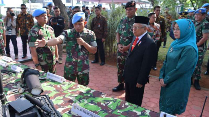 Wapres Ma'ruf Amin mengunjungi Mako Paspamres, di Tanah Abang, Jakarta Pusat.