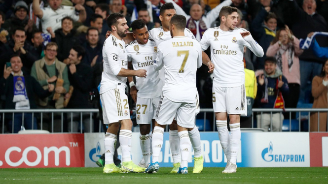 Real Madrid rayakan gol