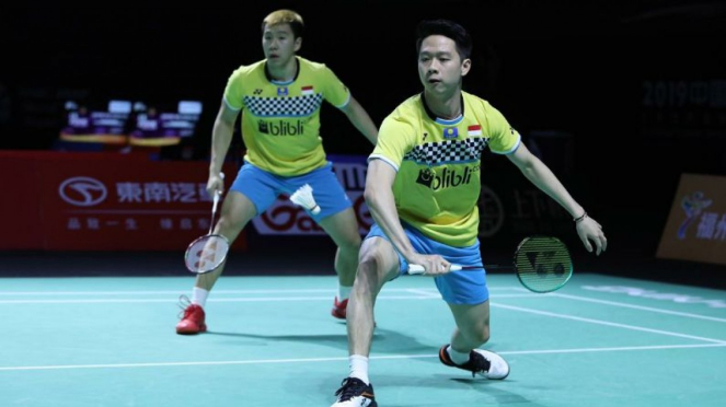 Ganda putra Indonesia, Kevin Sanjaya Sukamuljo/Marcus Fernaldi Gideon.