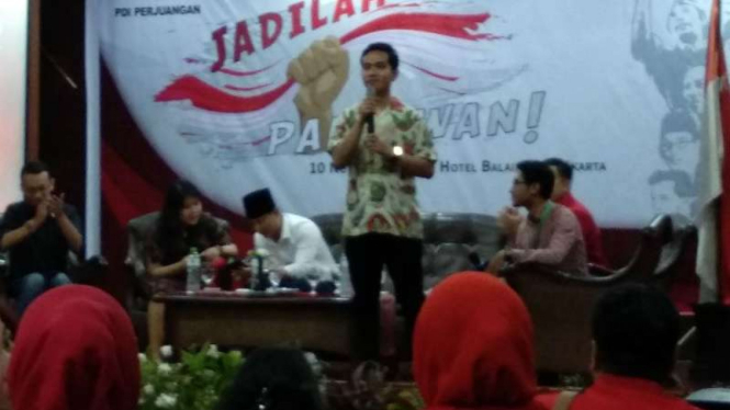 Gibran Rakabuming dalam acara talkshow di Hotel Balairung, Matraman, Jakarta.