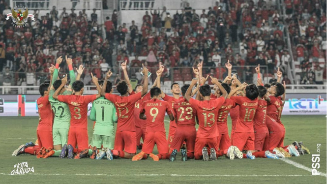 Selebrasi Timnas Indonesia U-19 usai lolos putaran final Piala Asia U-19 2020