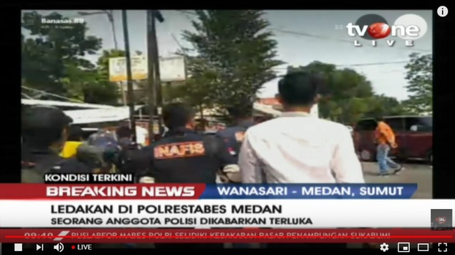 Bom meledak di Medan Rabu 13 November 2019. Laporan tvOne.