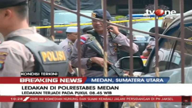 Breaking news bom bunuh diri di Polrestabes Medan, Sumatera Utara.