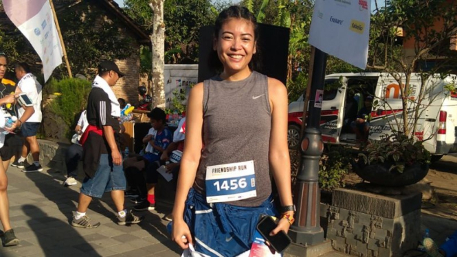 Aktris Sigi Wimala di sesi Friendship Run Borobudur Marathon 2019