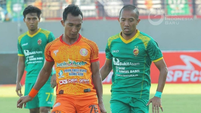 Laga Persiraja vs Sriwijaya FC di babak 8 besar Liga 2 2019. 