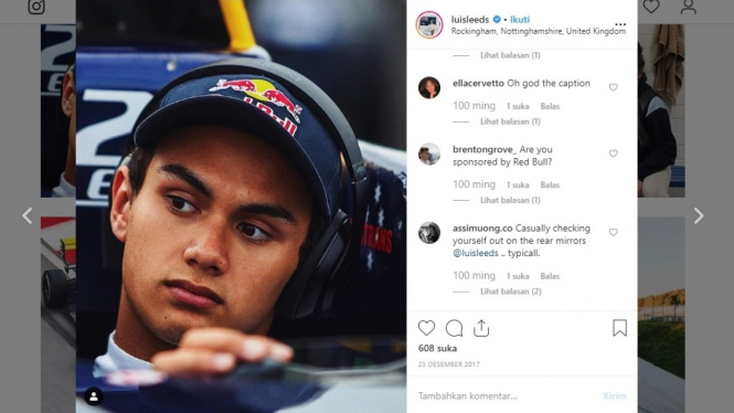 Tangkapan layar Instagram pembalap muda diaspora Indonesia, Luis Leeds