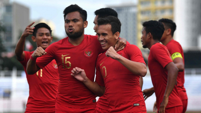 Egy Maulana Vikri (10) mencetak gol pertama Indonesia di SEA Games 2019