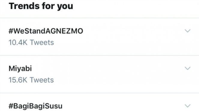 #WeStandAGNEZMO jadi trending topic.