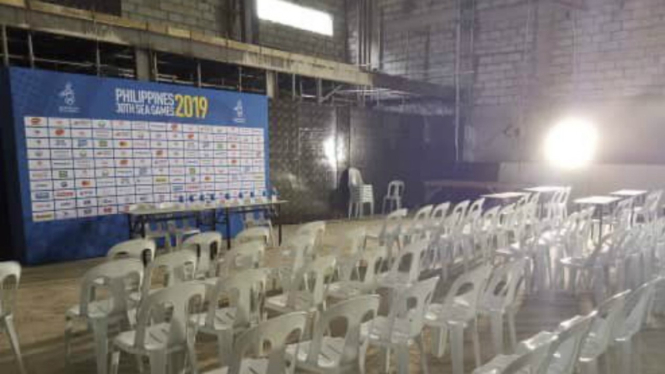 Kondisi belum rampungnya ruangan media center SEA Games 2019 Filipina 