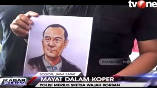 Polres Bogor tunjukkan sketsa wajah jenazah di dalam koper