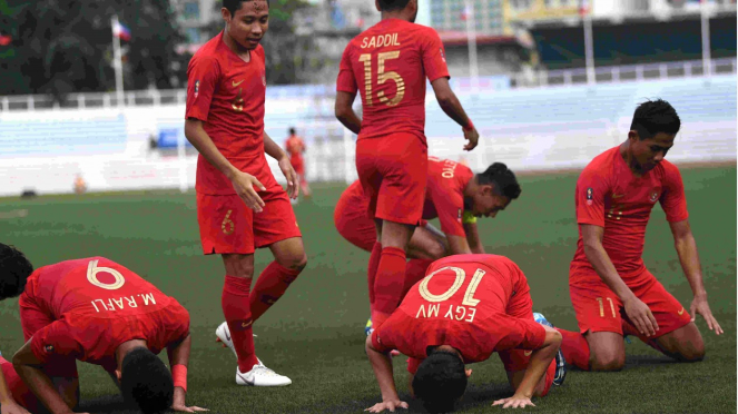 Selebrasi gol timnas Indonesia U-23 di SEA Games 2019