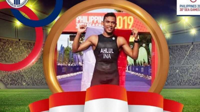Atlet triathlon Indonesia, M Ahlul Firman merebut medali perunggu.