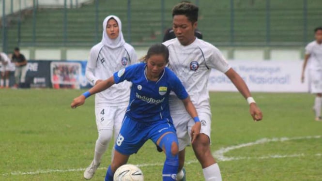 Persib Putri vs Arema Putri di leg 1 semifinal Liga 1.