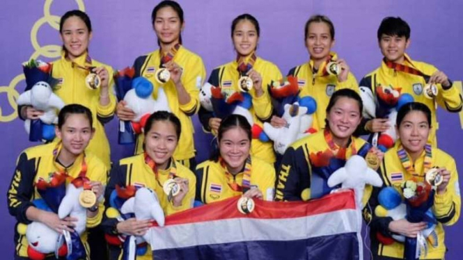 Tim badminton putri Thailand juara SEA Games 2019.