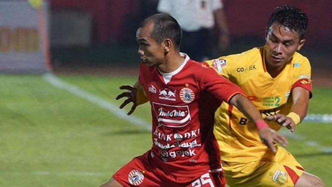 Pertandingan Liga 1 2019 antara Bhayangkara FC melawan Persija Jakarta