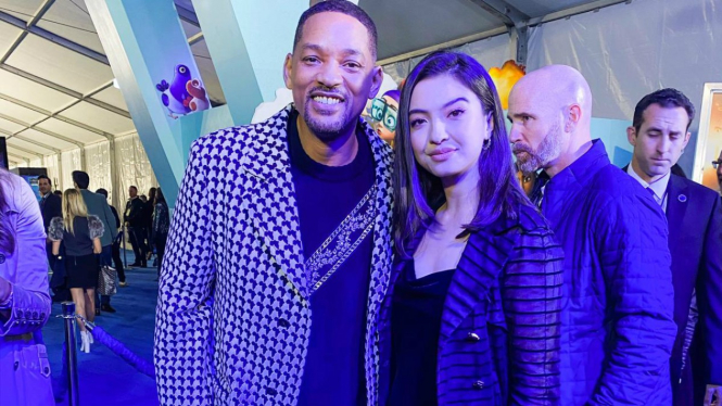 Raline Shah dan Will Smith dalam World Premiere Spies in Disguise.